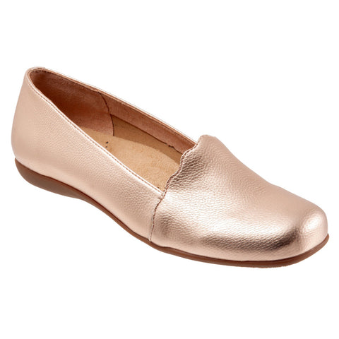 Trotters Sage T2236-720 Womens Silver Wide Leather Loafer Flats Shoes