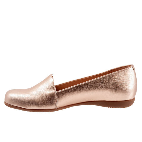 Trotters Sage T2236-720 Womens Silver Wide Leather Loafer Flats Shoes