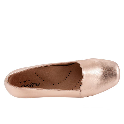 Trotters Sage T2236-720 Womens Silver Wide Leather Loafer Flats Shoes