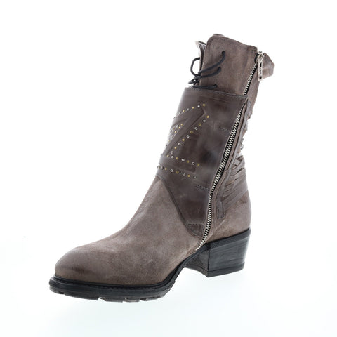 A.S.98 Callhoun A22208-101 Womens Gray Leather Zipper Casual Dress Boots