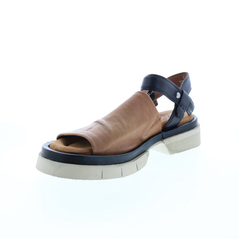 A.S.98 Ferman A64006-201 Womens Brown Leather Sandals Platform Shoes