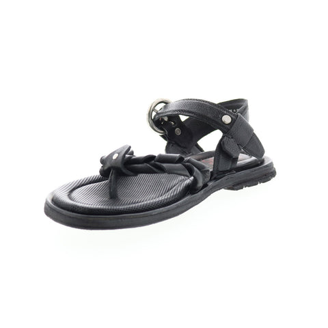 A.S.98 Tarron A84001-101 Womens Black Leather Strap Sandals Shoes