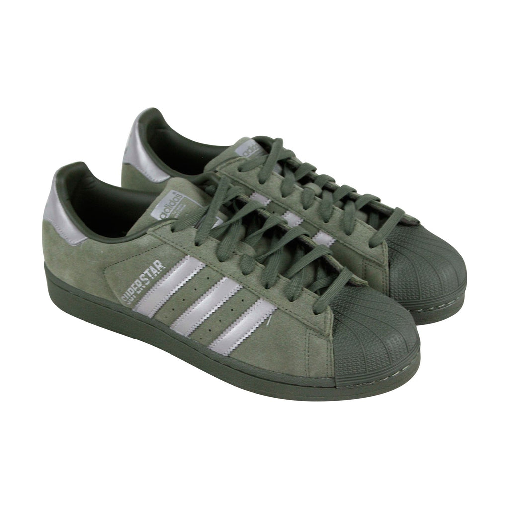 Adidas Super Star B41988 Mens Green Suede Lace Up Lifestyle Sneakers S