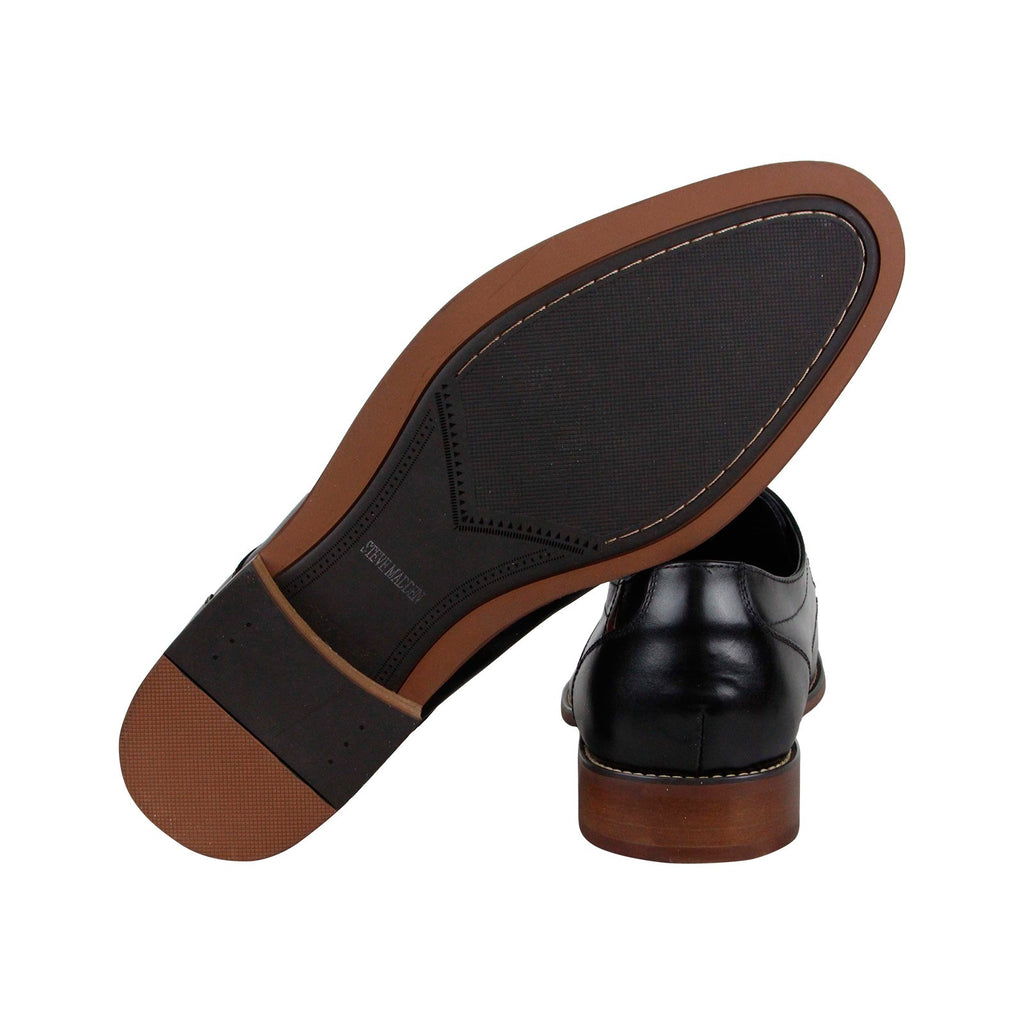 Steve Madden Derium Mens Black Leather Lace Up Cap Toe Oxfords Shoes - Ruze Shoes Steve Madden Derium Mens Black Leather Lace Up Cap Toe Oxfords Shoes - Ruze Shoes