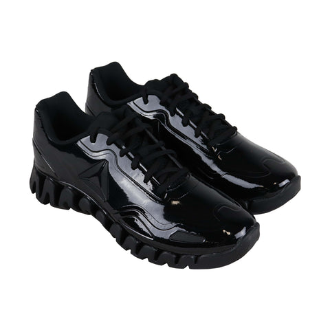 Reebok Reebok Zig Pulse Se Mens Black Patent Leather Athletic Training Shoes