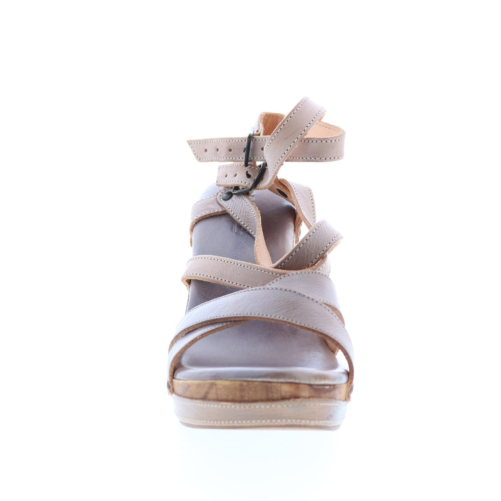 Bed Stu Juliana F374002 Womens Gray Leather Hook & Loop Wedges Sandals