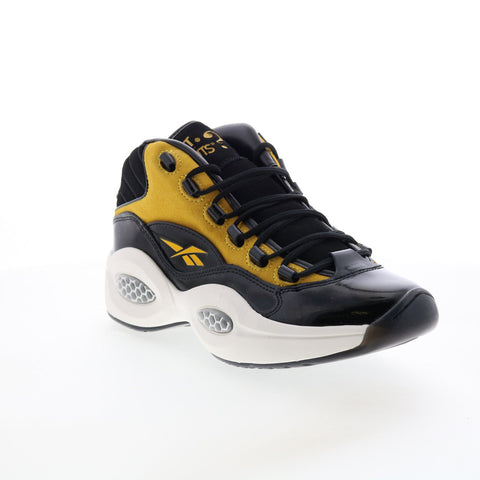 Reebok Question Mid GW1405 Mens Black Leather Athletic Basketball Shoes