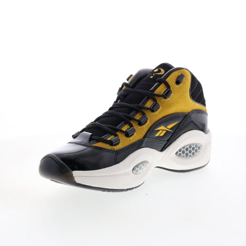 Reebok Question Mid GW1405 Mens Black Leather Athletic Basketball Shoes