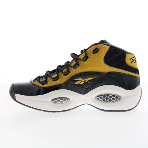 Reebok Question Mid GW1405 Mens Black Leather Athletic Basketball Shoes