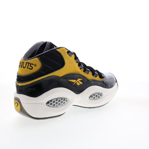 Reebok Question Mid GW1405 Mens Black Leather Athletic Basketball Shoes