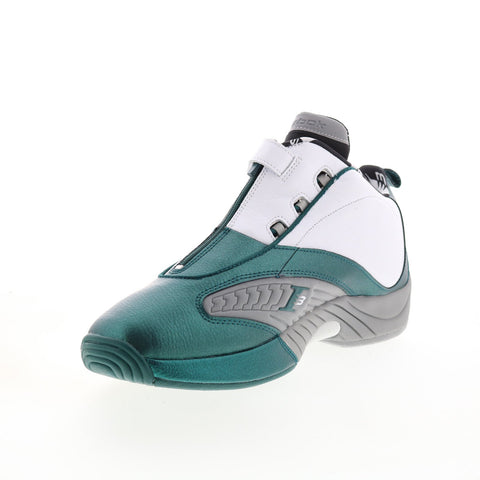 Reebok Answer IV GX6235 Mens Green Leather Zipper Athletic Basketball Shoes