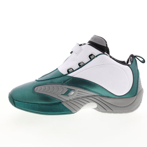Reebok Answer IV GX6235 Mens Green Leather Zipper Athletic Basketball Shoes