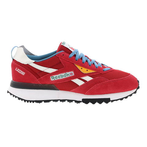 Reebok LX2200 Mens Red Suede Lace Up Lifestyle Sneakers Shoes