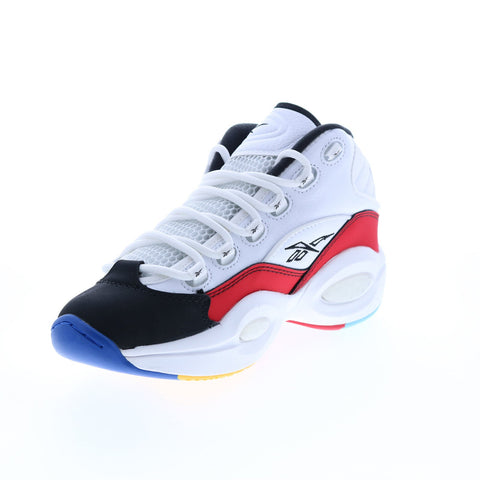 Reebok Question Mid H01321 Mens White Leather Athletic Basketball Shoes