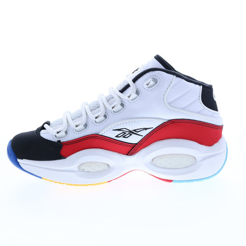 Reebok Question Mid H01321 Mens White Leather Athletic Basketball Shoes
