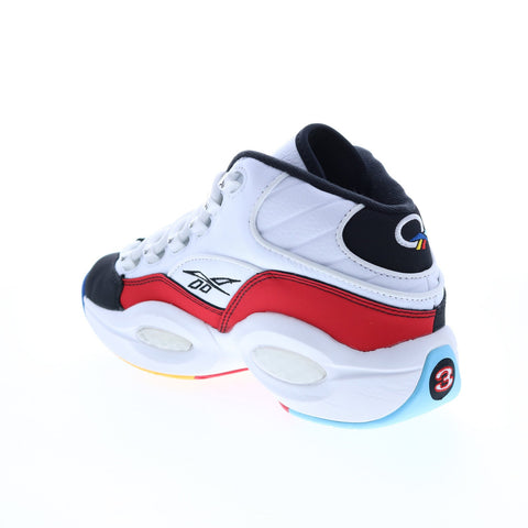Reebok Question Mid H01321 Mens White Leather Athletic Basketball Shoes
