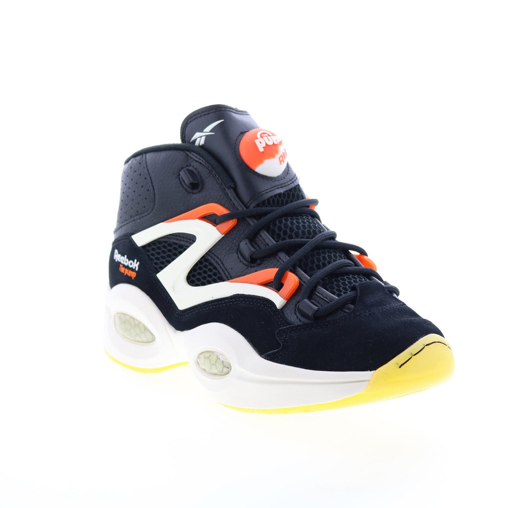 Reebok Question Pump Mens Black Leather Lace Up Athletic