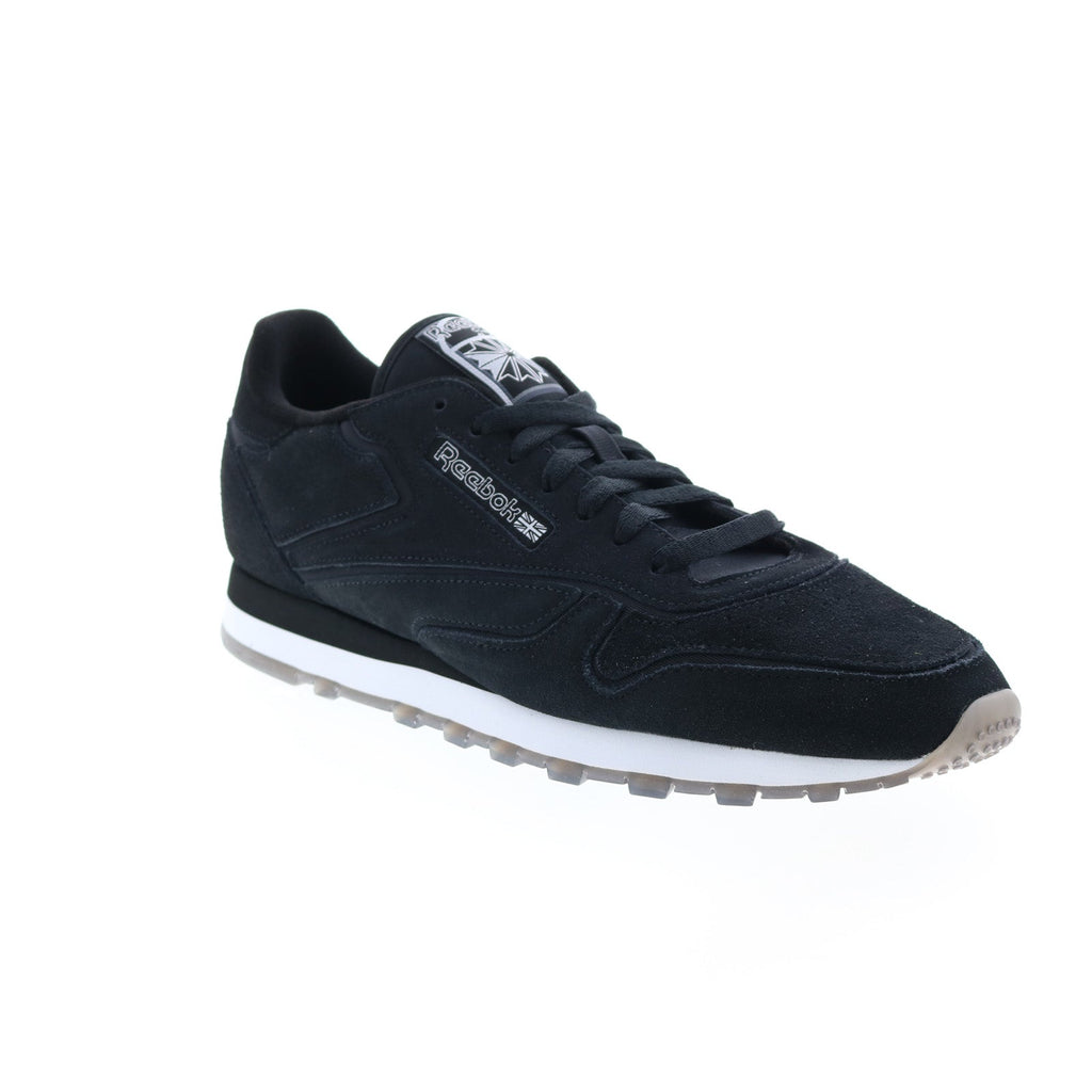 Reebok Classic Leather Mens Black Suede Lace Up Lifestyle Sneakers