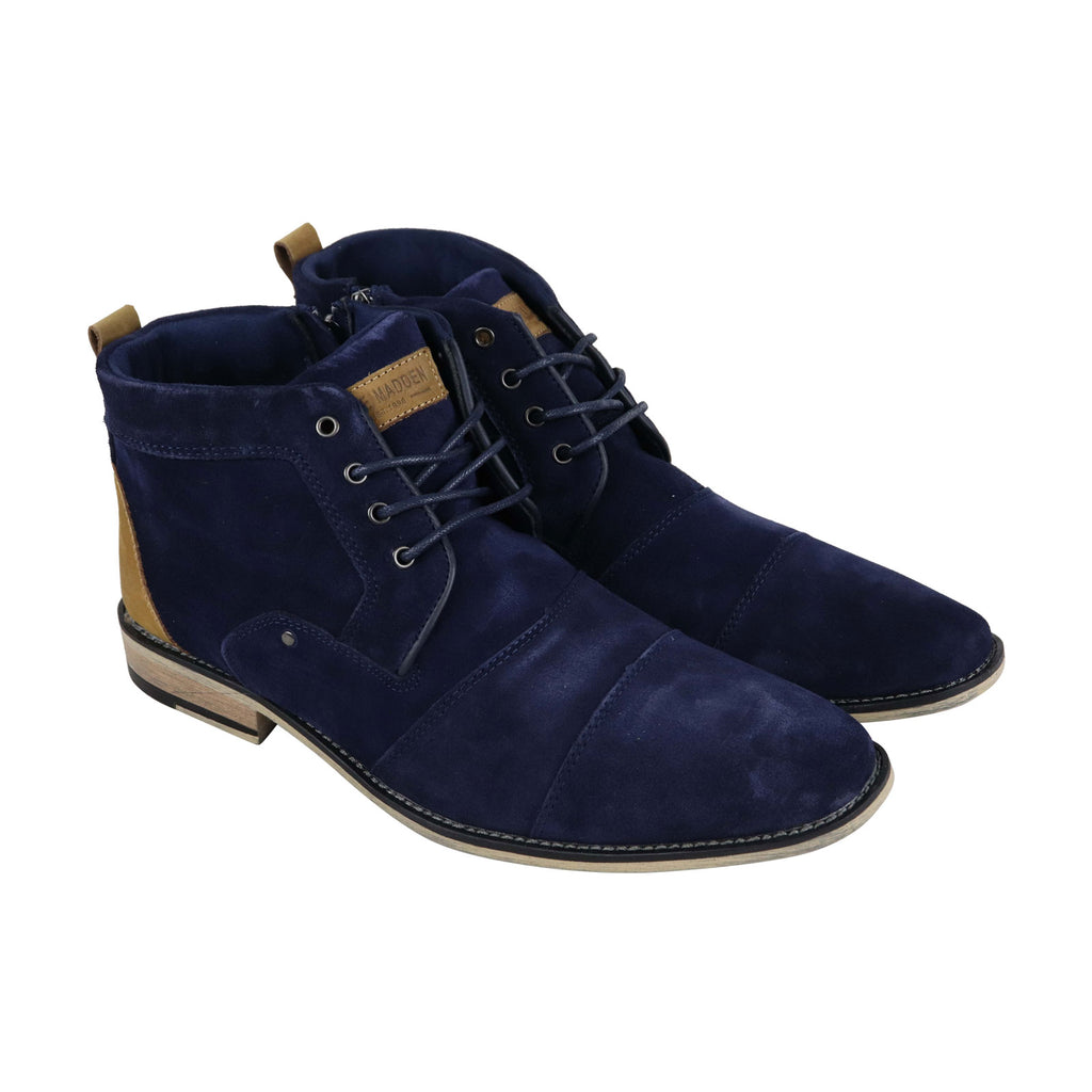 Steve Madden Johnnie Mens Blue Suede Lace Up Casual Dress Boots - Ruze Shoes Steve Madden Johnnie Mens Blue Suede Lace Up Casual Dress Boots - Ruze Shoes