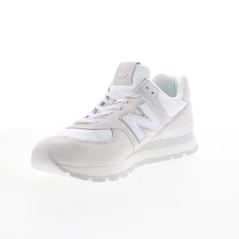 New Balance 574 ML574DI2 Mens White Suede Lace Up Lifestyle Sneakers Shoes