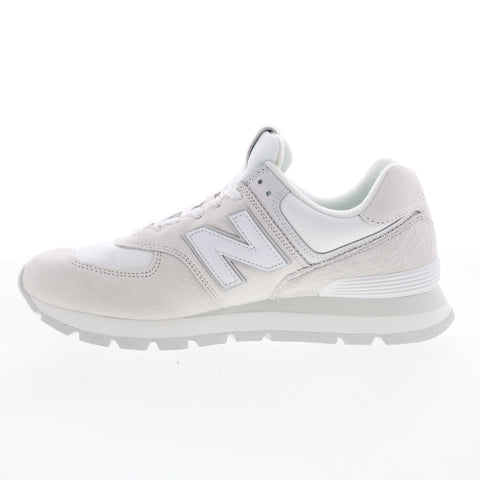 New Balance 574 ML574DI2 Mens White Suede Lace Up Lifestyle Sneakers Shoes