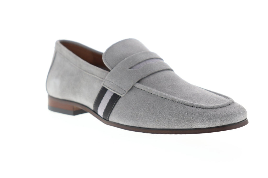 Steve Madden P-Ladd Mens Gray Suede Slip On Penny Loafers  display picture 1