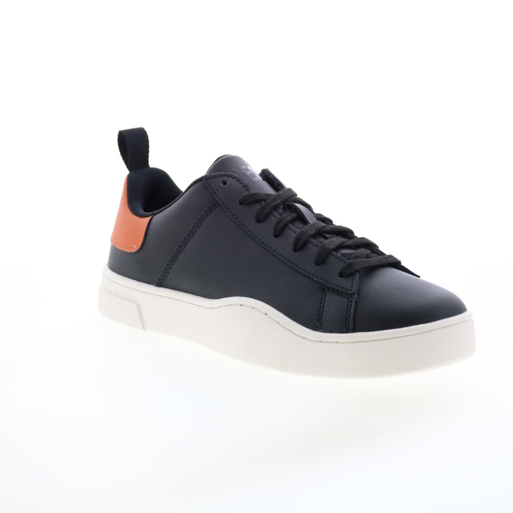 靴 DIESEL S-CLEVER LOW LACE Diesel S-Clever Low Lace Mens Black Leather Lifestyle Sneakers