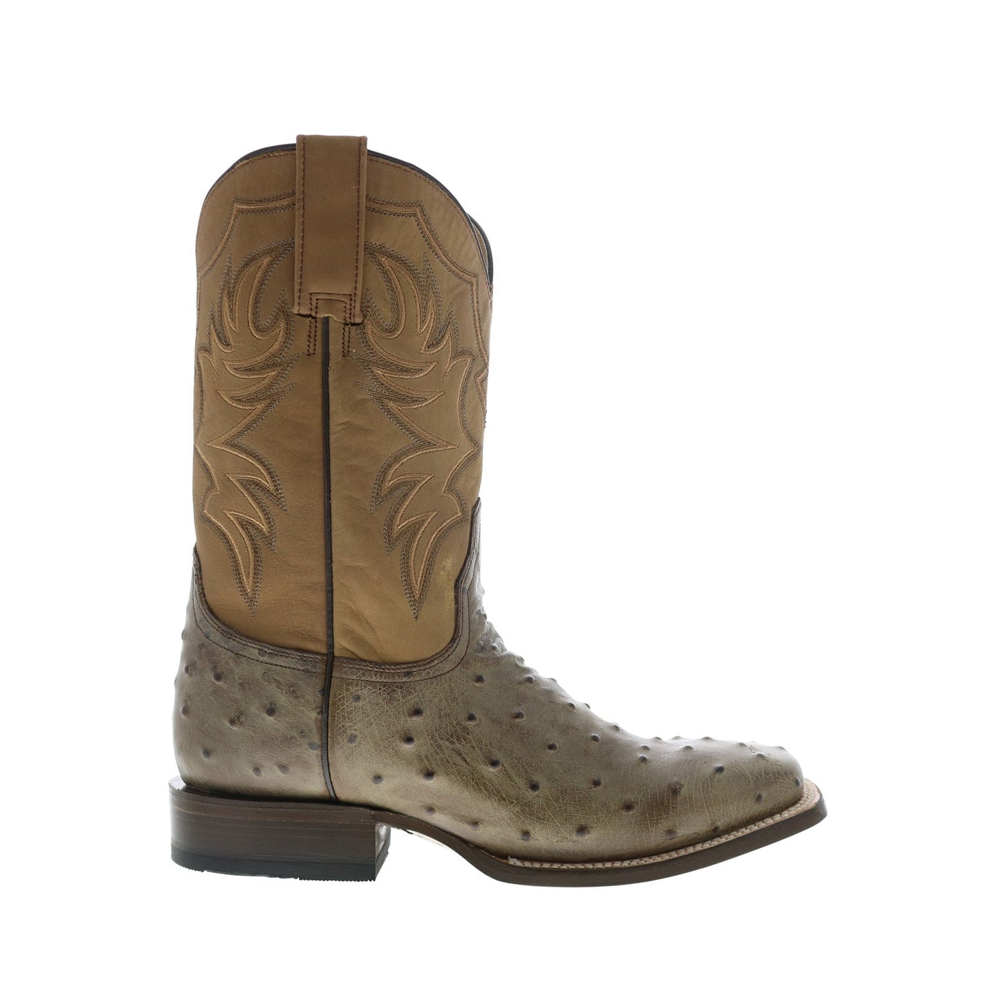 Roper Oliver Ostrich Exotic Leather Mens Brown Wide Leather Cowboy Wes ...