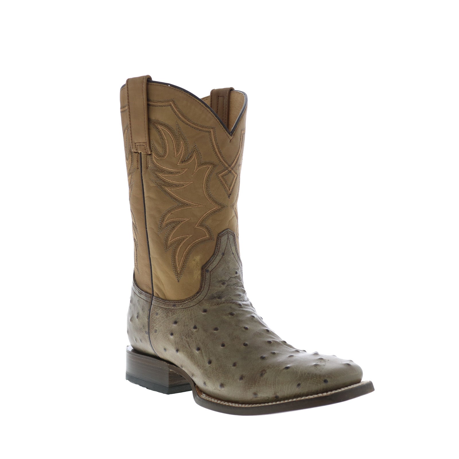 Roper Oliver Ostrich Exotic Leather Mens Brown Wide Leather Cowboy Wes ...