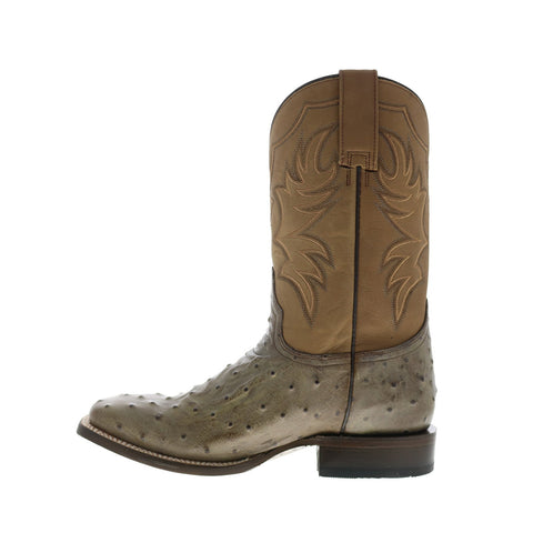 Roper Oliver Ostrich Mens Brown Wide Leather Cowboy Western Boots