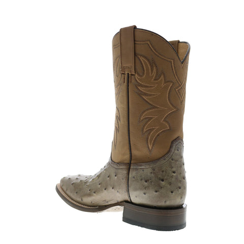 Roper Oliver Ostrich Mens Brown Wide Leather Cowboy Western Boots