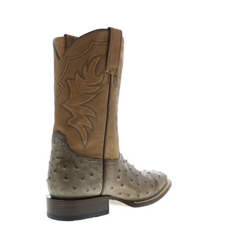 Roper Oliver Ostrich Mens Brown Wide Leather Cowboy Western Boots