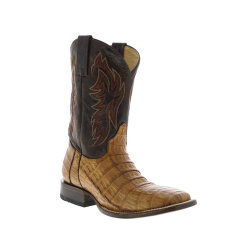 Roper Cody Caiman Belly Tail Mens Brown Leather Cowboy Pull On Western Boots