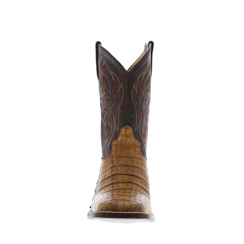 Roper Cody Caiman Belly Tail Mens Brown Leather Cowboy Pull On Western Boots