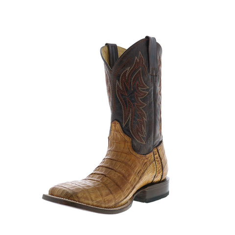Roper Cody Caiman Belly Tail Mens Brown Leather Cowboy Pull On Western Boots
