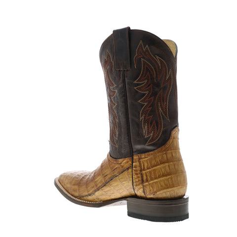 Roper Cody Caiman Belly Tail Mens Brown Leather Cowboy Pull On Western Boots