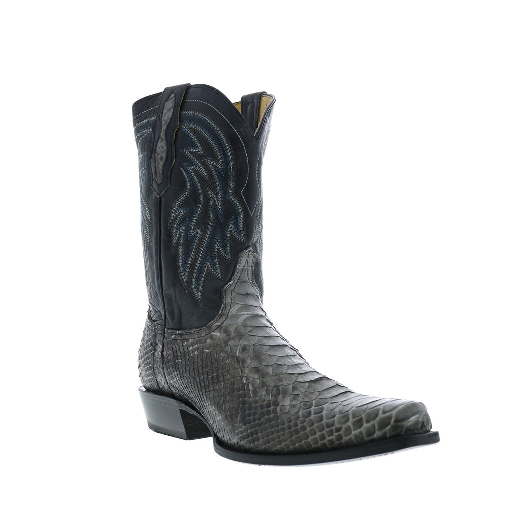 Roper Peyton Exotic Leather GY Mens Gray Wide Cowboy Western Boots ...