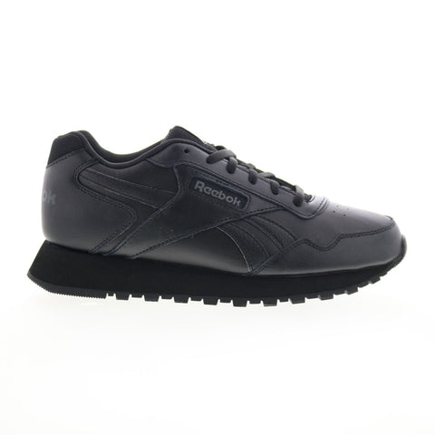 Reebok Glide Womens Black Leather Lace Up Lifestyle Sneakers Shoes