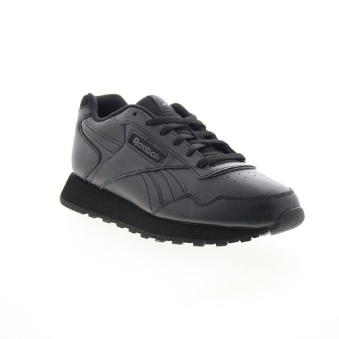 Reebok Glide Womens Black Leather Lace Up Lifestyle Sneakers Shoes