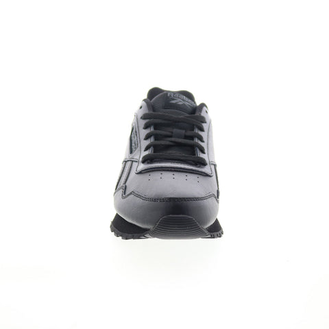 Reebok Glide Womens Black Leather Lace Up Lifestyle Sneakers Shoes