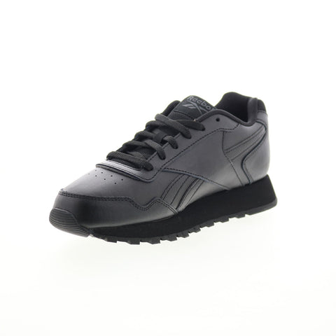 Reebok Glide Womens Black Leather Lace Up Lifestyle Sneakers Shoes