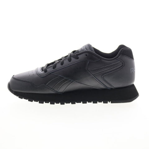Reebok Glide Womens Black Leather Lace Up Lifestyle Sneakers Shoes