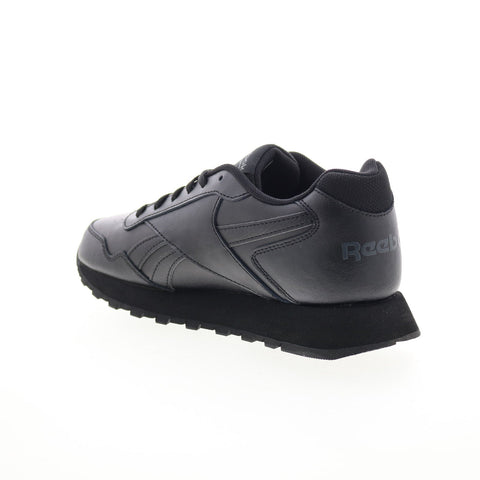 Reebok Glide Womens Black Leather Lace Up Lifestyle Sneakers Shoes