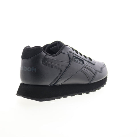 Reebok Glide Womens Black Leather Lace Up Lifestyle Sneakers Shoes