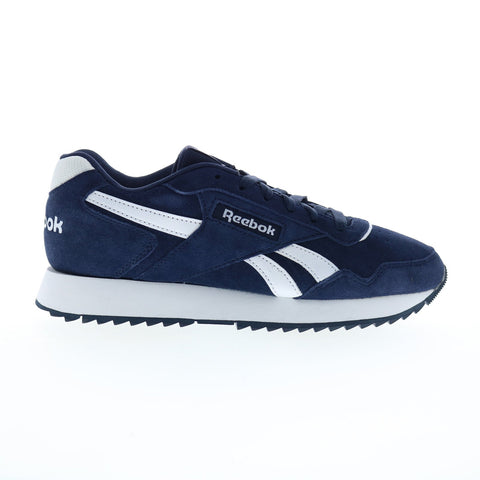 Reebok Glide Ripple Mens Blue Suede Lace Up Lifestyle Sneakers Shoes