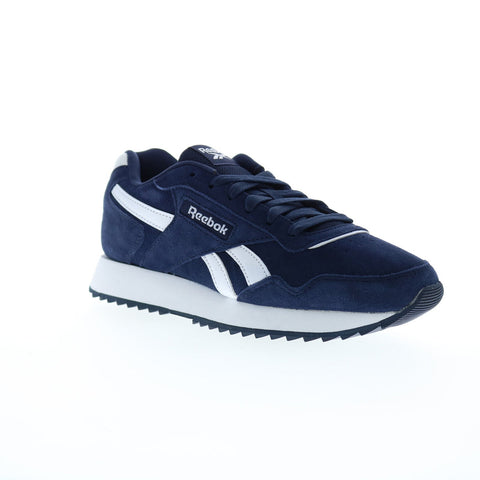 Reebok Glide Ripple Mens Blue Suede Lace Up Lifestyle Sneakers Shoes