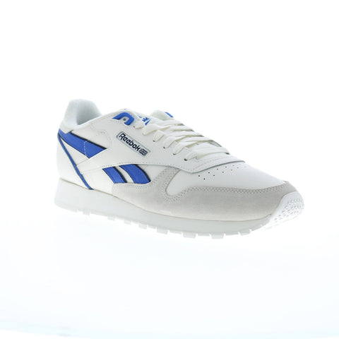 Reebok Classic Leather Mens Beige Leather Lace Up Lifestyle Sneakers Shoes