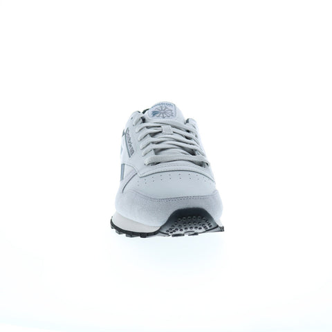 Reebok Classic Leather Mens Gray Leather Lace Up Lifestyle Sneakers Shoes