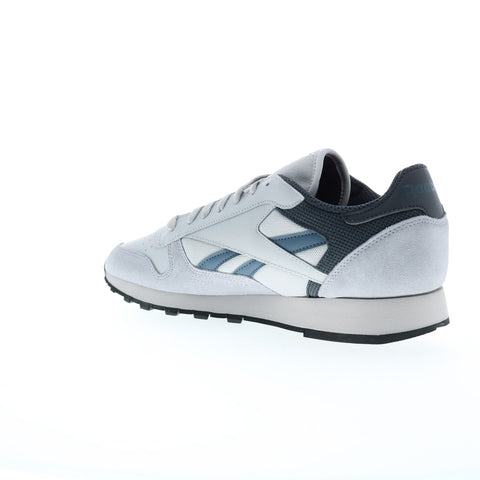 Reebok Classic Leather Mens Gray Leather Lace Up Lifestyle Sneakers Shoes