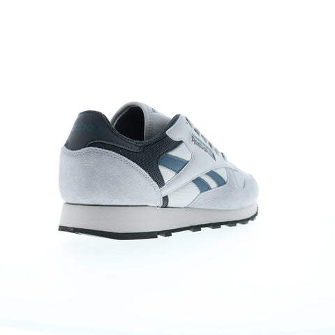 Reebok Classic Leather Mens Gray Leather Lace Up Lifestyle Sneakers Shoes